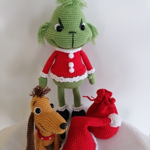 Amigurumi grinch és kutyája  - Meska.hu