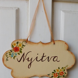 NYITVA, ZÁRVA nyitva tartás tábla festett, cégér, cégtábla jellegű -  - Meska.hu