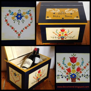 Hagyományos stílusú nagy festett fa láda, tulipános láda, menyasszonyi láda - otthon & életmód - bútor - más bútor - Meska.hu