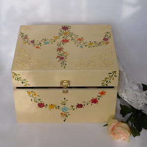 Elegáns barokk füzéres, kis láda, tulipános láda, menyasszonyi ládika - esküvő - emlék & ajándék - doboz - Meska.hu