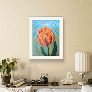 Tulipános, narancs hercegnő tulipán akril festmény,  vászonkép - művészet - festmény - akril - Meska.hu