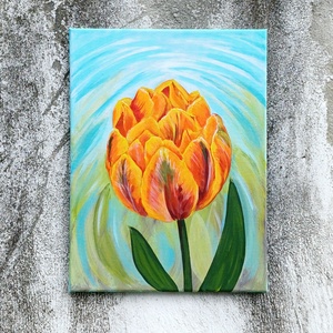 Tulipános, narancs hercegnő tulipán akril festmény,  vászonkép, Művészet, Festmény, Akril, Festészet, MESKA
