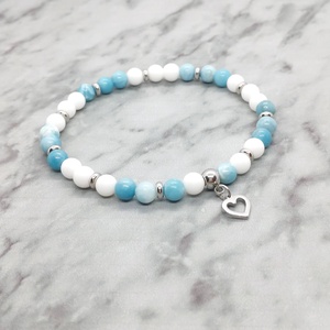 Larimar és Tridacna ásványkarkötő nemesacél köztessel - Meska.hu