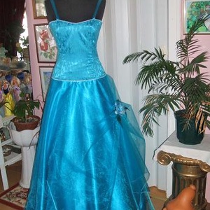 Koszorúslány, báli, alkalmi ruha, türkiszkék selyem, organza - Meska.hu