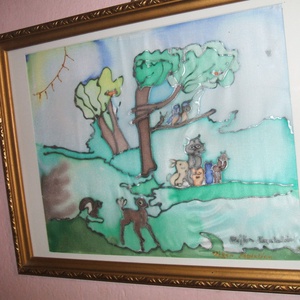 Hernyóselyem festmény. Erdei táj., Kellékek & szerszámok, Festészet, MESKA