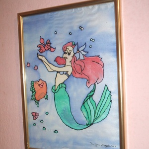 Hernyóselyem festmény, A kis Hableány., Kellékek & szerszámok, Vegyes alapanyag, Festészet, MESKA