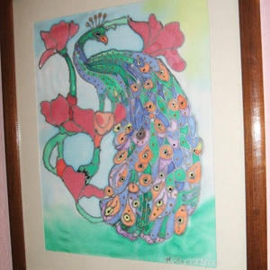 Hernyóselyem festmény, Gyönyörű páva., Kellékek & szerszámok, Festészet, MESKA