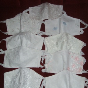 Szájkendők, maszkok esküvőre alkalomra, Mr - Mrs, csipkések - esküvő - kiegészítők - esküvői maszk - Meska.hu