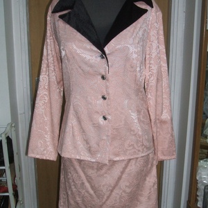 Női rózsaszin brokát kosztüm, 38-40-es méret, Ruha & Divat, Női ruha, Blézer & Kosztüm, Varrás, Meska
