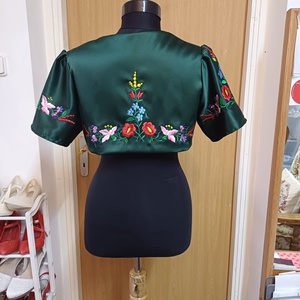 Kalocsai himzett boleró, zöld  - kalocsai himzéssel. - esküvő - kiegészítők - bolero és válltakaró - Meska.hu
