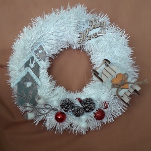 Karácsonyi - téli ajtódísz - kopogtató, Karácsony, Karácsonyi lakásdekoráció, Karácsonyi ajtódíszek, Mindenmás, Virágkötés, MESKA