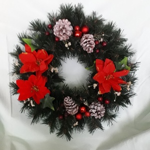 Karácsonyi-téli ajtódísz, kopogtató, Karácsony, Karácsonyi lakásdekoráció, Karácsonyi ajtódíszek, Virágkötés, MESKA