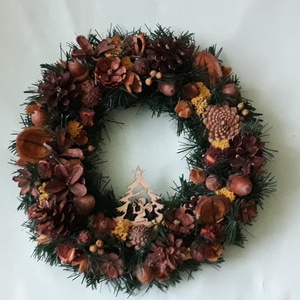 Karácsonyi - téli ajtódísz - természetes anyagokból - Meska.hu