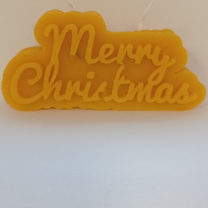 Méhviasz Merry Christmas feliratú gyergya , Esküvő, Dekoráció, Gyertya & Gyertyatartó, Gyertya-, mécseskészítés, MESKA