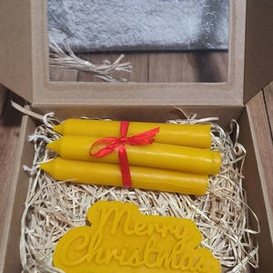 Méhviasz Karácsonyi gyergyák díszdobozban, Esküvő, Dekoráció, Gyertya & Gyertyatartó, Gyertya-, mécseskészítés, MESKA