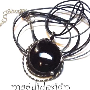 Éjfekete hullámzás üvegékszer nyaklánc - ékszer - ékszerszett - Meska.hu