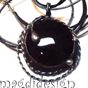 Éjfekete hullámzás üvegékszer nyaklánc, Ékszer, Ékszerszett, Ékszerkészítés, Üvegművészet, MESKA