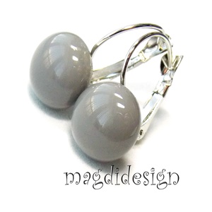 AKCIÓ!! Középszürke üvegékszer kapcsos fülbevaló - ékszer - fülbevaló - lógó fülbevaló - Meska.hu