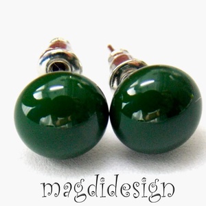 Smaragdzöld üvegékszer pötty  fülbevaló - Meska.hu