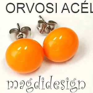 Narancs üvegékszer pötty fülbevaló ORVOSI ACÉL - ékszer - fülbevaló - pötty fülbevaló - Meska.hu