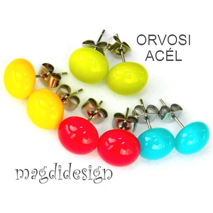 NEMESACÉL!  Ősz 4 pár üveg fülbevaló csomagban  - ékszer - fülbevaló - pötty fülbevaló - Meska.hu