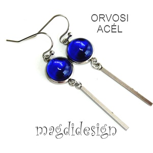 Meggypiros üvegékszer lógós fülbevaló ORVOSI ACÉL - ékszer - fülbevaló - lógó fülbevaló - Meska.hu