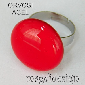 Meggypiros üvegékszer gyűrű - ékszer - gyűrű - kerek gyűrű - Meska.hu