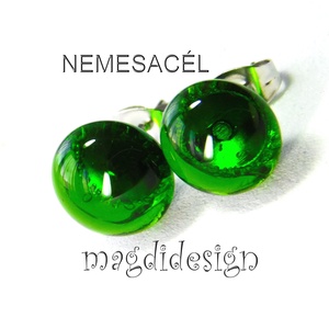 NEMESACÉL! Csodás mohazöld üvegékszer pötty  fülbevaló - ékszer - fülbevaló - pötty fülbevaló - Meska.hu