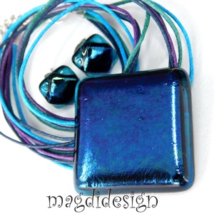 Kék eozinos üvegékszer szett, nyaklánc fülbevaló - ékszer - ékszerszett - Meska.hu