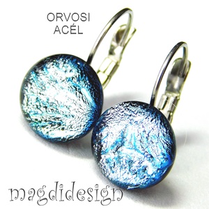 Ezüst tűzijáték dichroic üvegékszer kapcsos fülbevaló - Meska.hu