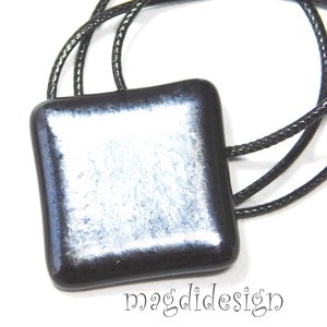 Ezüst metál minimál design üvegékszer kocka medál - ékszer - nyaklánc - medálos nyaklánc - Meska.hu