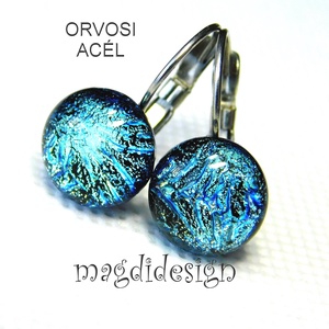 NEMESACÉL! Ezüst tűzijáték dichroic üvegékszer lógós kapcsos fülbevaló - ékszer - fülbevaló - lógó fülbevaló - Meska.hu