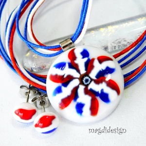 Francia design üvegékszer szett nyaklánc, stiftes fülbevaló , Ékszer, Ékszerszett, Ékszerkészítés, Üvegművészet, MESKA