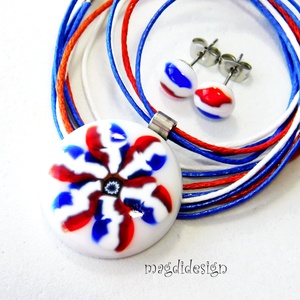 Francia design üvegékszer szett nyaklánc, stiftes fülbevaló  - ékszer - ékszerszett - Meska.hu