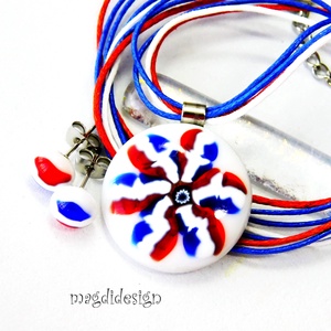 Francia design üvegékszer szett nyaklánc, stiftes fülbevaló  - ékszer - ékszerszett - Meska.hu