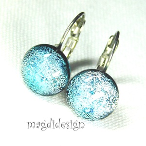 Maxi ezüst csillogás üvegékszer kapcsos fülbevaló - ékszer - fülbevaló - lógó fülbevaló - Meska.hu