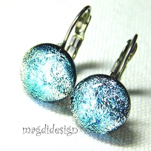 Maxi ezüst csillogás üvegékszer kapcsos fülbevaló - ékszer - fülbevaló - lógó fülbevaló - Meska.hu