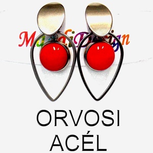 ORVOSI ACÉL! Meggypiros üvegékszer lógós fülbevaló  - ékszer - fülbevaló - lógó fülbevaló - Meska.hu