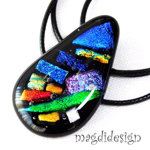 Dichroic színkavalkád üvegékszer szett nyaklánc kapcsos fülbevaló - ékszer - ékszerszett - Meska.hu