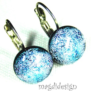 Maxi ezüst csillogás üvegékszer kapcsos fülbevaló, Ékszer, Fülbevaló, Lógó fülbevaló, Ékszerkészítés, Üvegművészet, MESKA