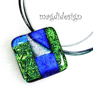 Színkavalkád dichroic üvegékszer szett nyaklánc stiftes fülbevaló - ékszer - ékszerszett - Meska.hu