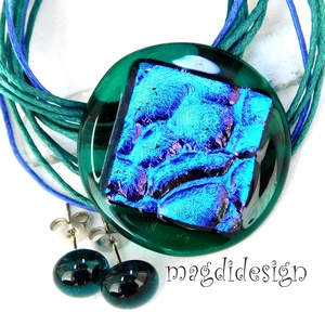 Csodás türkiz-kék üvegékszer szett nyaklánc fülbevaló , Ékszer, Ékszerszett, Ékszerkészítés, Üvegművészet, MESKA