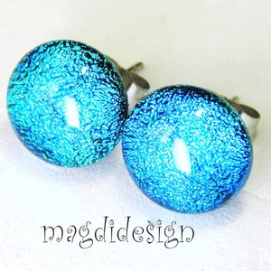 NEMESACÉL! Csillogó kék üvegékszer pötty fülbevaló - ékszer - fülbevaló - pötty fülbevaló - Meska.hu