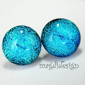 NEMESACÉL! Csillogó kék üvegékszer pötty fülbevaló - ékszer - fülbevaló - pötty fülbevaló - Meska.hu
