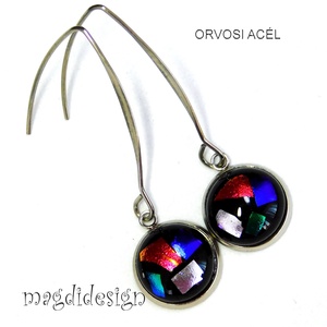 Színes dichroic üvegékszer lógós fülbevaló - ékszer - fülbevaló - lógó fülbevaló - Meska.hu
