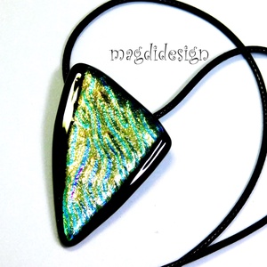 Arany türkiz hullámos dichroic üvegékszer nyaklánc   - ékszer - nyaklánc - medálos nyaklánc - Meska.hu