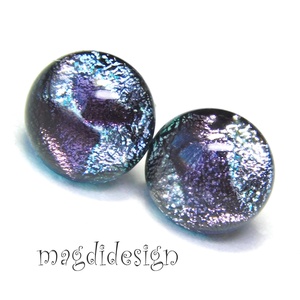 Ezüst bíbor színjáték dichroic üvegékszer pötty fülbevaló - ékszer - fülbevaló - pötty fülbevaló - Meska.hu