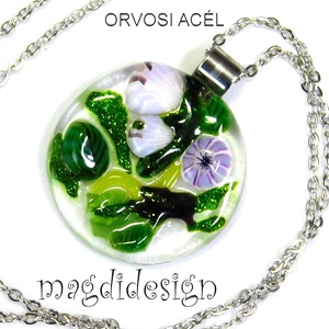 Orchideák üvegékszer nyaklánc - Meska.hu