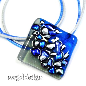 Csillogó dichroic szürkében kékben üvegékszer nyaklánc  - ékszer - nyaklánc - medálos nyaklánc - Meska.hu