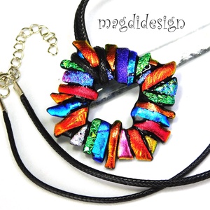 Csillogó dichroic üvegékszer nyaklánc 3 - ékszer - nyaklánc - medálos nyaklánc - Meska.hu